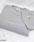"Heart on my sleeve" Embroidered Custom Crewneck, Unisex
