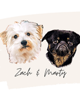 Digital Custom Coloured Pet Portrait - Head