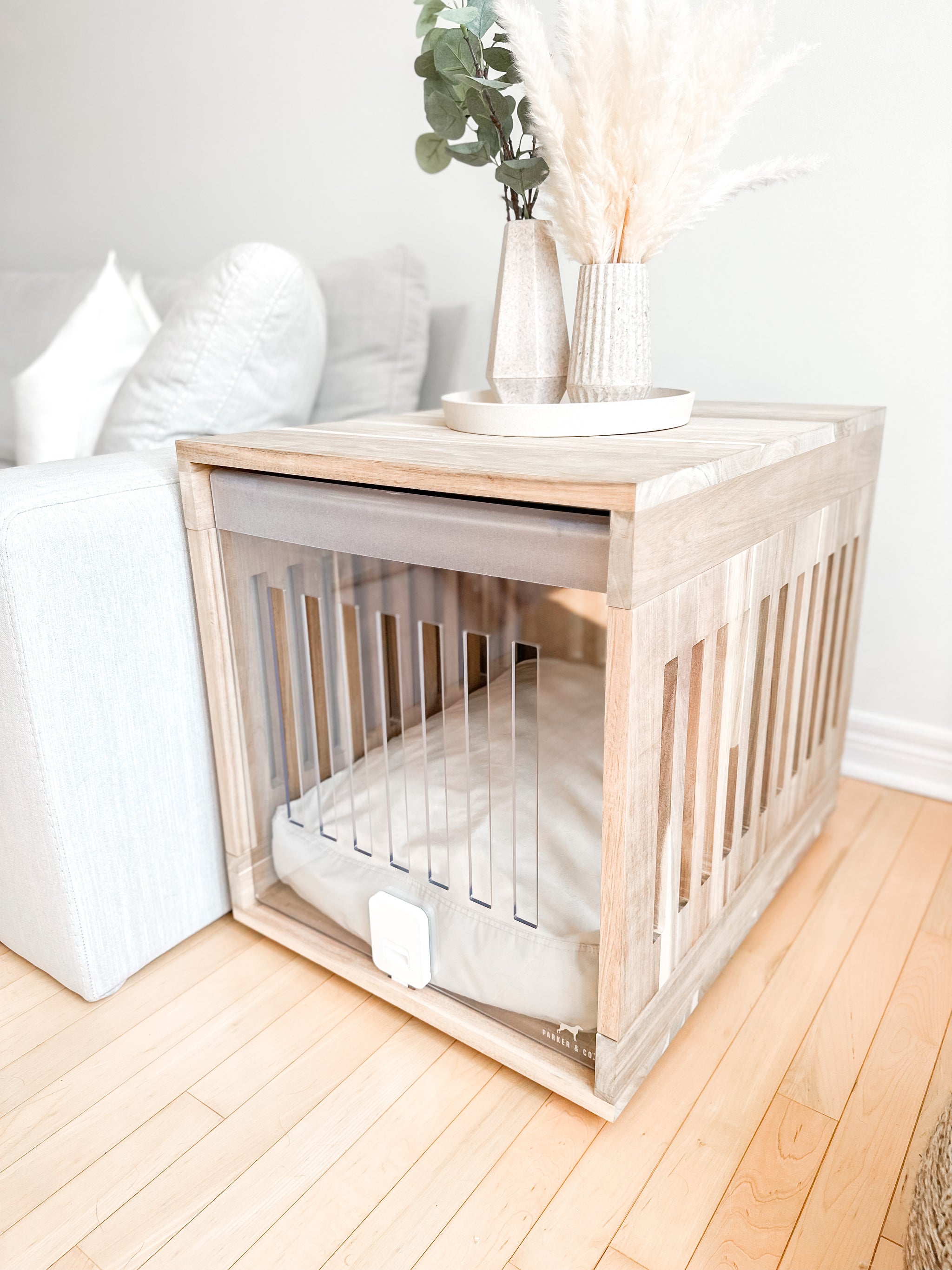 Live Edge Wood Dog Crate With Clear Instructions photo