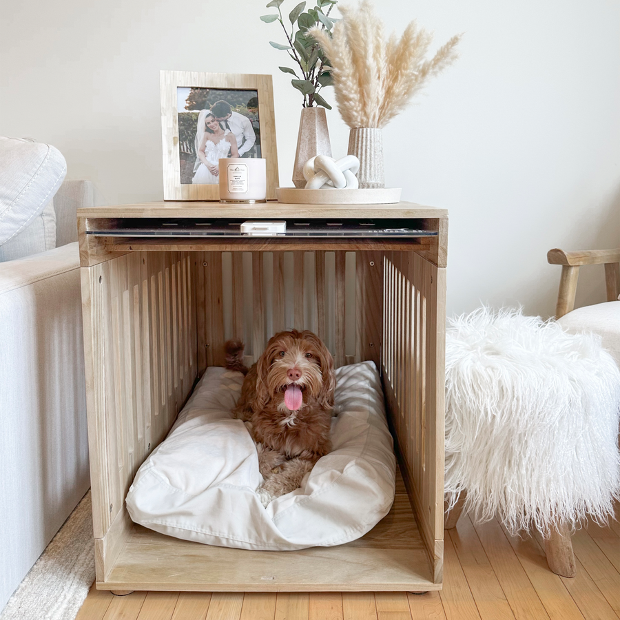 Wood Dog Crate Side Table M PRE ORDER estimated shipping date December 5 31st