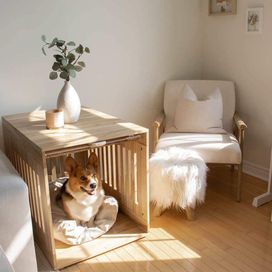 Wood Dog Crate Side Table M PRE ORDER estimated shipping date December 1 31st