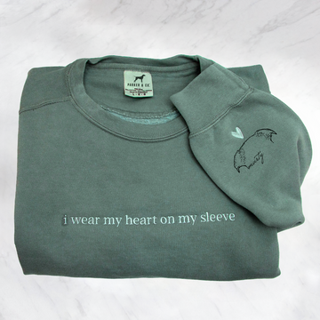 "Heart on my sleeve" Embroidered Custom Crewneck, Unisex