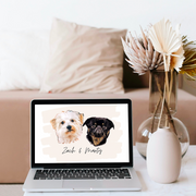 Digital Custom Coloured Pet Portrait - Head