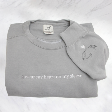 "Heart on my sleeve" Embroidered Custom Crewneck, Unisex